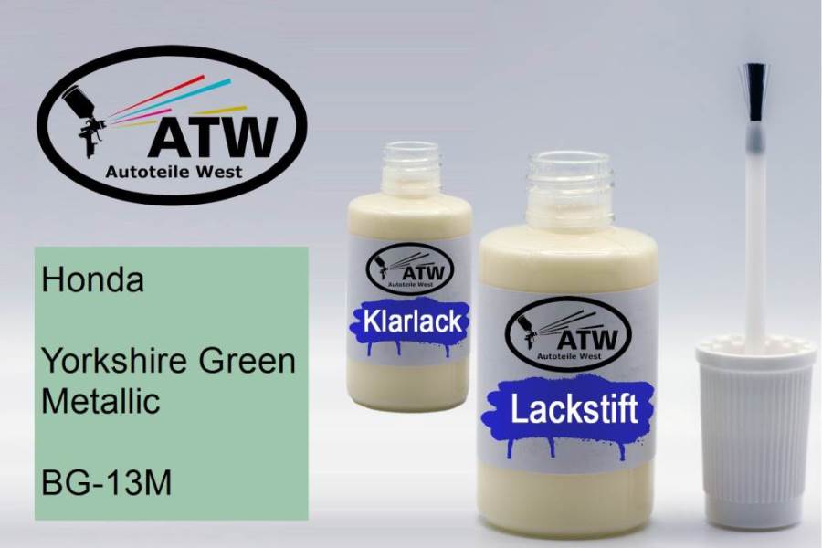 Honda, Yorkshire Green Metallic, BG-13M: 20ml Lackstift + 20ml Klarlack - Set, von ATW Autoteile West.